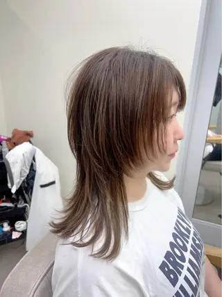 ミディアム メンズ レイヤー ウルフ 弓木啓輔のヘアスタイル