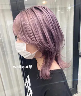 ミディアム カラー パーマ ヘアアレンジ ネイル マツエク・マツパ ハイトーン/透け感 カラー🎀真香のヘアスタイル
