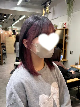 ミディアム カラー 縮毛矯正/エクステ /艶カラー/ヘアメのヘアスタイル