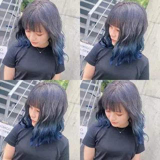 ミディアム カラー ヘアアレンジ TAKUMAブリーチ /切りっぱなし🪽のヘアスタイル