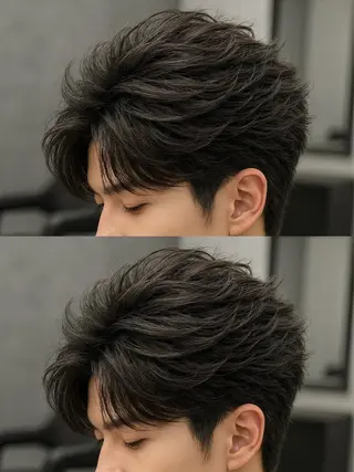 ミディアム パーマ ヘアアレンジ メンズ 🔥ニュアンス フェザー小林海斗🔥のヘアスタイル