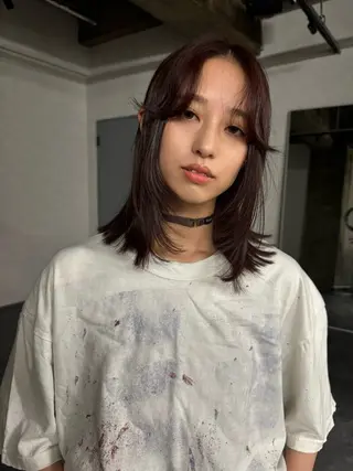 ミディアム カラー もりしま あやかのヘアスタイル