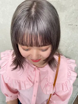 ミディアム カラー パーマ ヘアアレンジ メンズ キッズ ネイル mana 暖色カラーカットのヘアスタイル
