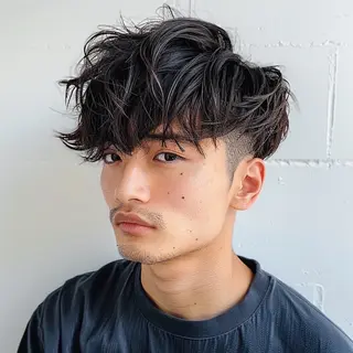ショート カラー パーマ ヘアアレンジ メンズ EnBlesS西宮 マンツーマン神道有基のヘアスタイル