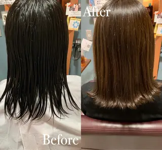 ミディアム 傷ませない縮毛矯正／ 吉岡 美江のヘアスタイル