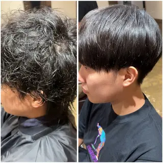 ショート パーマ メンズ アレンジ/新宿 透明感カラー/ヤノのヘアスタイル