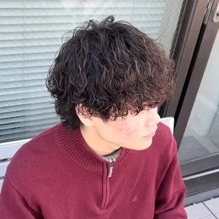 セミロング パーマ メンズ 曲がる縮毛矯正 LIBER 　岩名のヘアスタイル