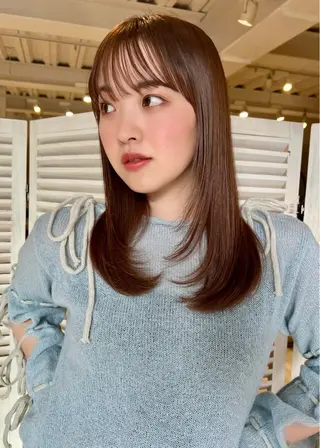 セミロング カラー 韓国ヘア 🎀華澄のヘアスタイル