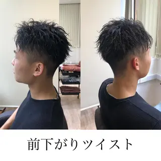 ショート カラー パーマ メンズ 関西センターパート メンズモデル募集のヘアスタイル