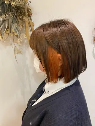 ショート カラー 🌷レイヤー縮毛/ 艶カラー/ami🌷のヘアスタイル