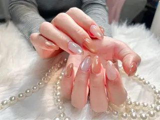 ネイル リボン、ガーリー パーツ放題専門店のネイルデザイン