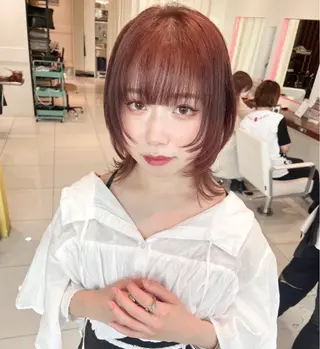 ミディアム カラー ウルフカット ハッシュカット/七海のヘアスタイル