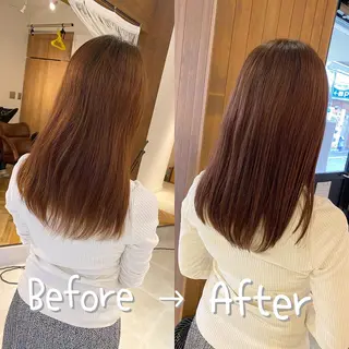 セミロング カラー 髪質改善特化 安東駿介のヘアスタイル