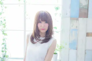 ミディアム セミロング カラー パーマ Memoriese 表参道のヘアスタイル