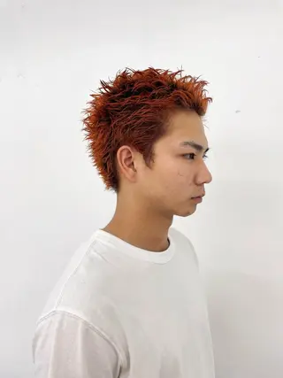 カラー メンズ スパイキーパーマ 柏NO1 藤本葉のヘアスタイル