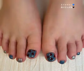 ネイル ショートネイル 森のさんぽ道のネイルデザイン