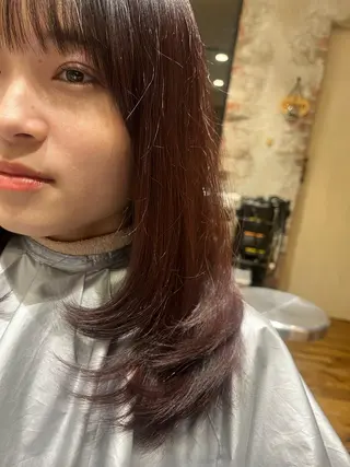 ミディアム 顔まわりカット 前髪カット安井楽人のヘアスタイル