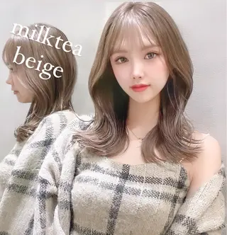 セミロング カラー 透明感カラー×小 顔レイヤー♡ヒデさんのヘアスタイル