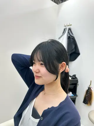 ロング カラー 韓国風レイヤーカラー ライムのヘアスタイル