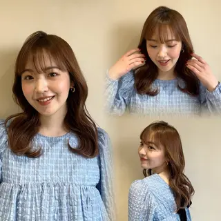 セミロング 塩川ももこ/ 自然な縮毛矯正のヘアスタイル