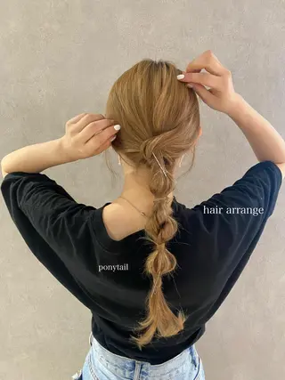 セミロング ヘアアレンジ あおい 🍒暖色カラーのヘアスタイル