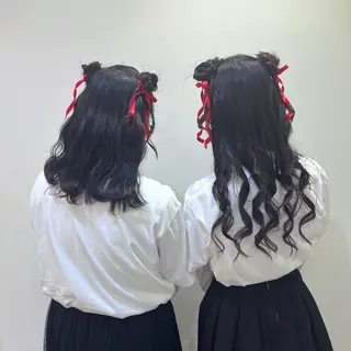 ヘアアレンジ エクステ🎀 暖色カラー🎀amiのヘアスタイル