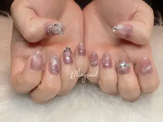 ネイル 23時まで❤︎韓国、 ワンホンネイルのネイルデザイン