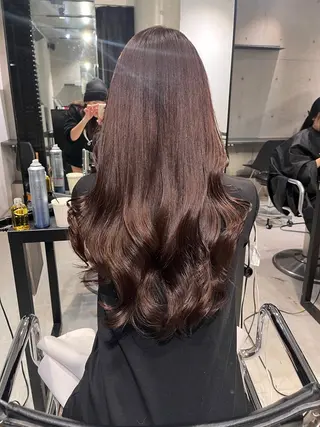 セミロング カラー パーマ ヘアアレンジ 透明感/オリーブ/ グレージュ/YUKAのヘアスタイル