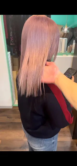 セミロング カラー 💖艶ハイトーン髪質 改善💖ケンシンのヘアスタイル