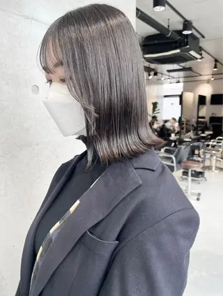 セミロング カラー パーマ ヘアアレンジ 透明感/オリーブ/ グレージュ/YUKAのヘアスタイル