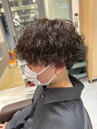 ミディアム パーマ メンズ 💈メンズ特化 美容師サキ💈のヘアスタイル