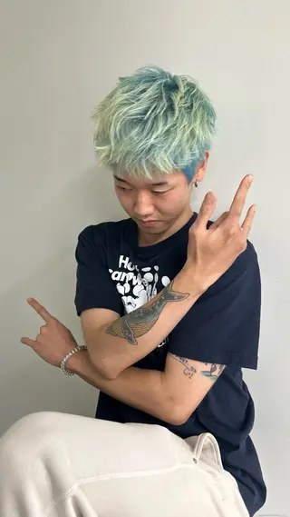 ショート カラー メンズ 名古屋栄/ブリーチ/ ボブ🧃木下桃嘉のヘアスタイル