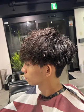 ミディアム パーマ 朝陽 ／メンズヘア特化のヘアスタイル