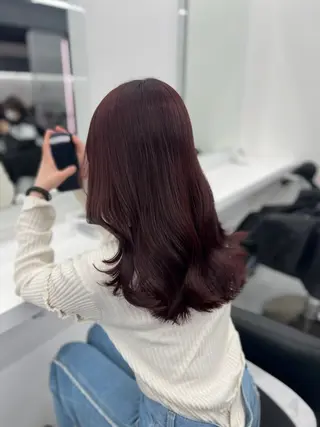 セミロング カラー 💖似合わせカラー レイヤー💖縮毛矯正のヘアスタイル