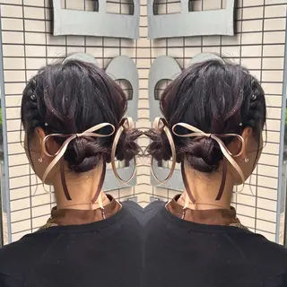 ミディアム ヘアアレンジ 💎ハイトーン/艶 カラー モエカ💎のヘアスタイル