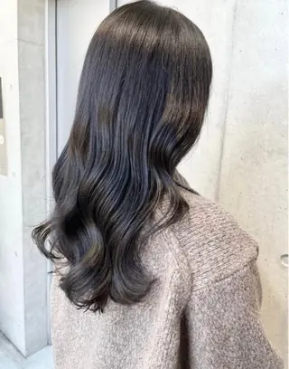 セミロング カラー パーマ ヘアアレンジ 透明感/オリーブ/ グレージュ/YUKAのヘアスタイル