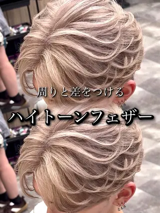 カラー パーマ メンズ センターパート/フェ ザー🔥SHUYAのヘアスタイル