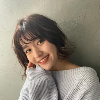 パーマ ミディアム けんもつ すずかのヘアスタイル