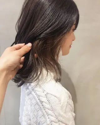 ミディアム カラー ヘアアレンジ 酸性縮毛矯正🧴韓国 レイヤー/髪質改善のヘアスタイル