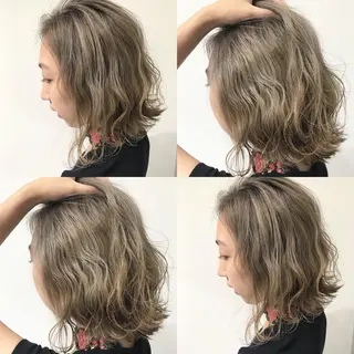 ミディアム カラー レイヤー/顔周り /AKARIのヘアスタイル
