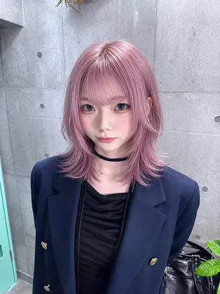 ミディアム ウルフカット×ハイ トーン職人🤍ゆうひのヘアスタイル