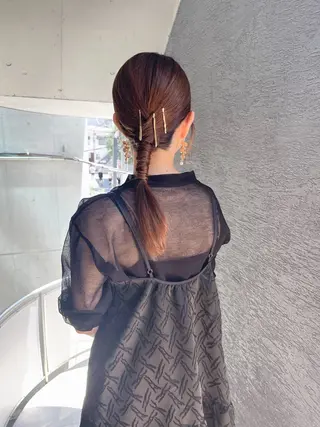 ロング ヘアアレンジ ミルクティーベージュ ブリーチ 店長 清水のヘアスタイル