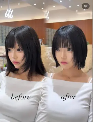 ミディアム カラー 田中航平/渋谷ボブ/ レイヤーボブのヘアスタイル