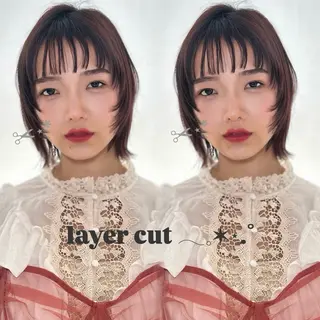 ショート カラー 透明感カラー×レイヤ ー🧊横田 冴のヘアスタイル