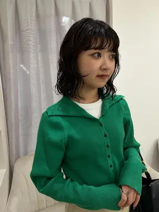ミディアム パーマ 松村 澪里のヘアスタイル