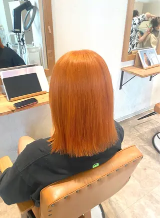 ミディアム カラー 酸性ストレート/ブリ ーチなしWカラー河本のヘアスタイル