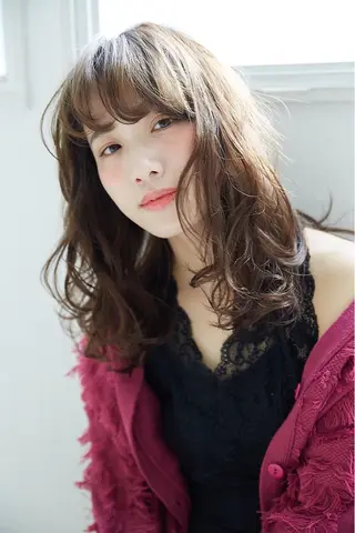 ロング カラー ニュアンスパーマ/ レイヤー/茶屋町のヘアスタイル