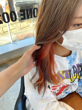 セミロング カラー パーマ ヘアアレンジ ハイトーンカラー🤍 山下 優華のヘアスタイル