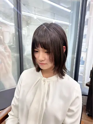 ミディアム カラー パーマ ヘアアレンジ メンズ キッズ 骨格レイヤーカット 🌿美髪縮毛矯正のヘアスタイル