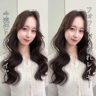ロング カラー ヘアアレンジ レイヤー/髪質改善 縮毛/ハッシュカットのヘアスタイル